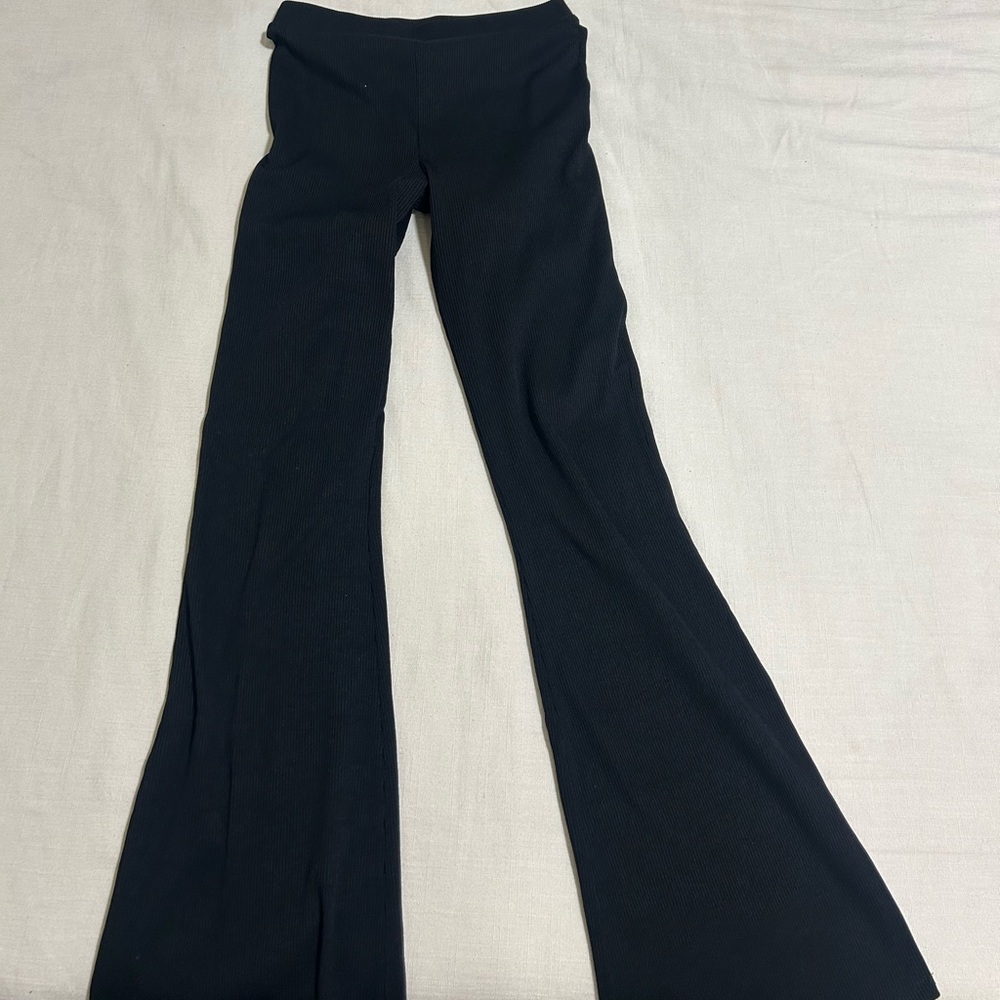 Zara black ribbed flares